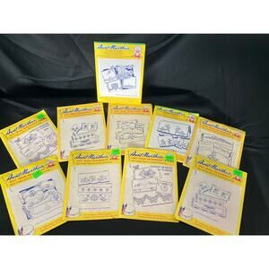 10 Vintage Aunt Martha’s Hot Iron Transfer Lot Embroidery Patterns Mostly Sealed